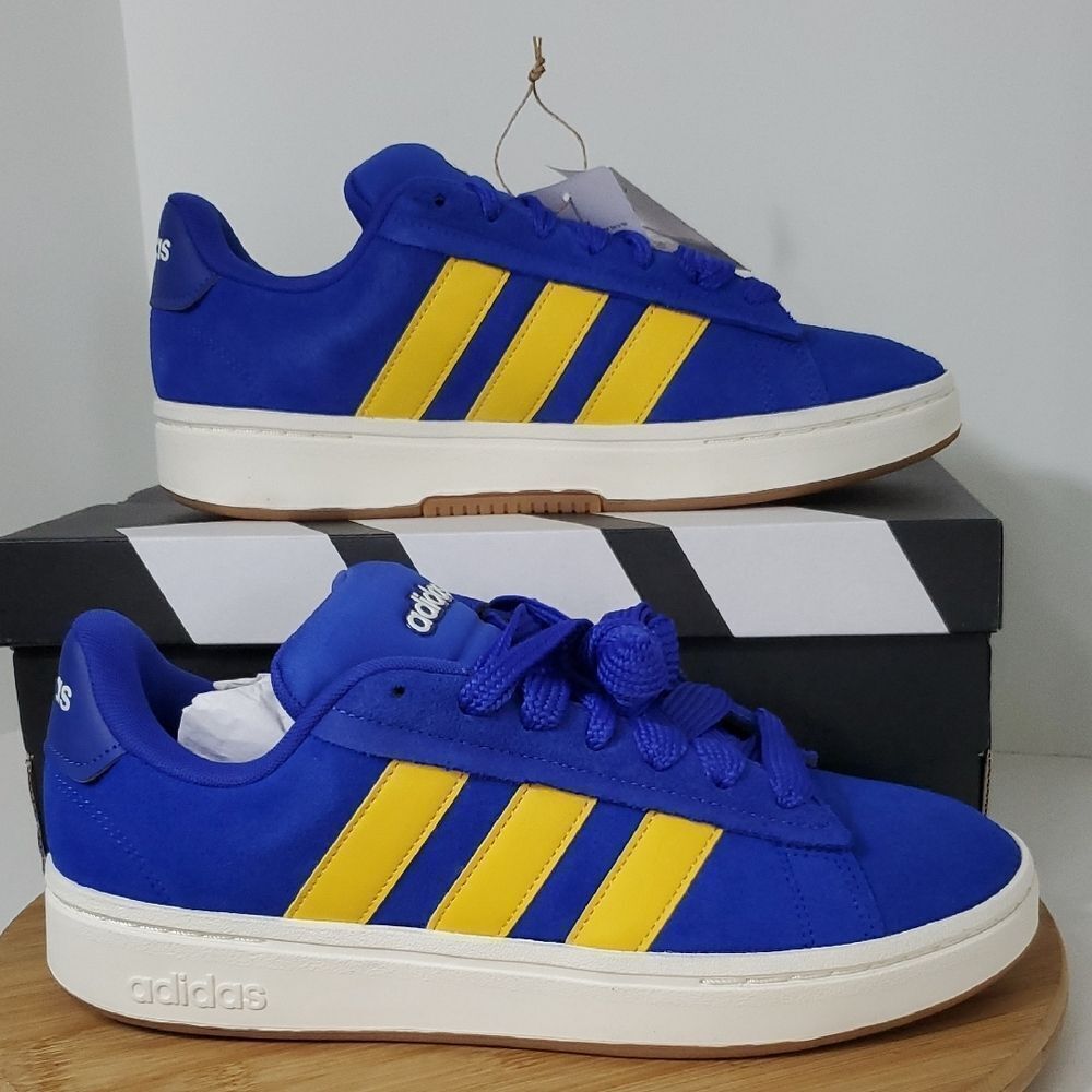 Adidas Grand Court Alpha 00s Sneakers Men's 9 Blue Yellow Suede NIB